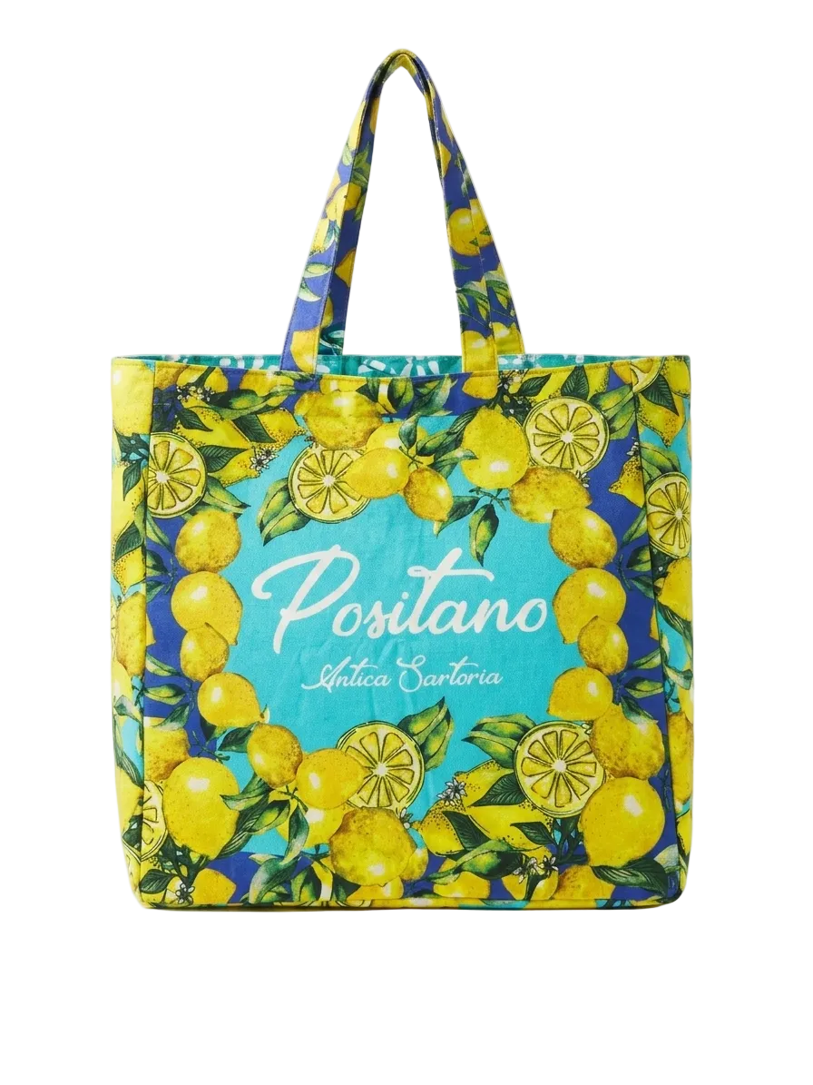 Antica Sartoria Positano Lemon Print Beach Tote Bag 🍋