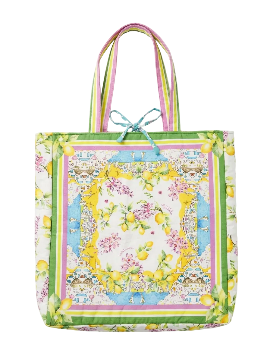 Antica Sartoria Floral Lemon Garden Beach Tote Bag 🌸