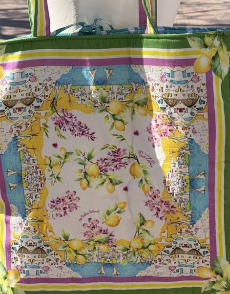 Antica Sartoria Floral Lemon Garden Beach Tote Bag 🌸