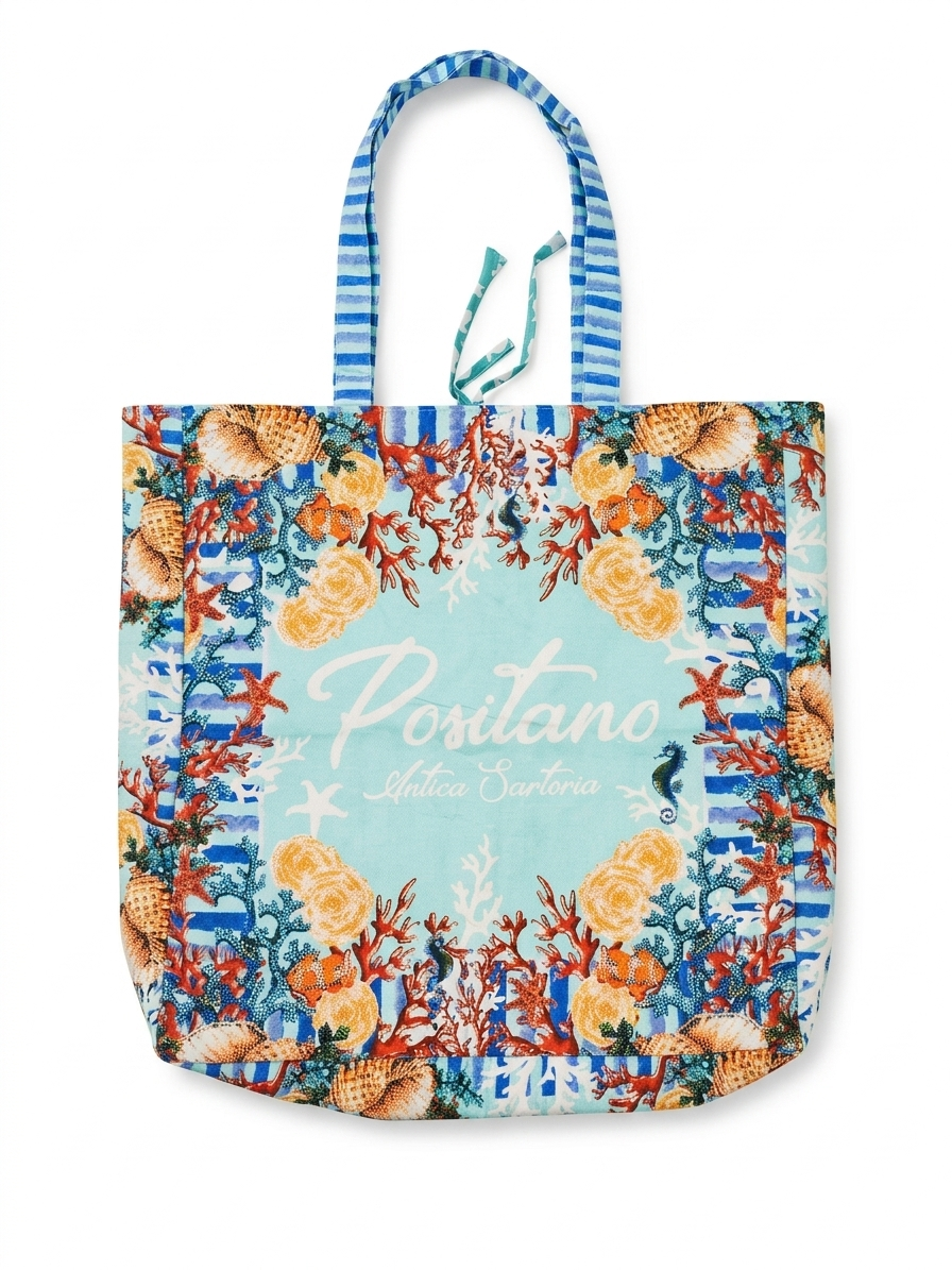 Antica Sartoria Positano Marine Life Beach Tote Bag 🪸