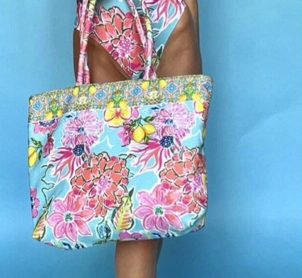 Antica Sartoria Tropical Floral Beach Tote Bag 🌸