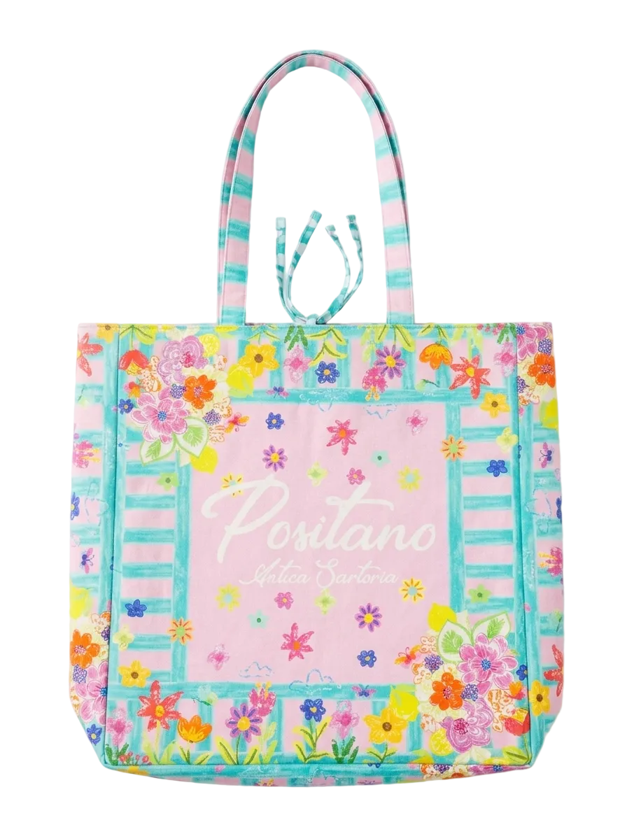 Antica Sartoria Positano Floral Beach Tote Bag 🌸